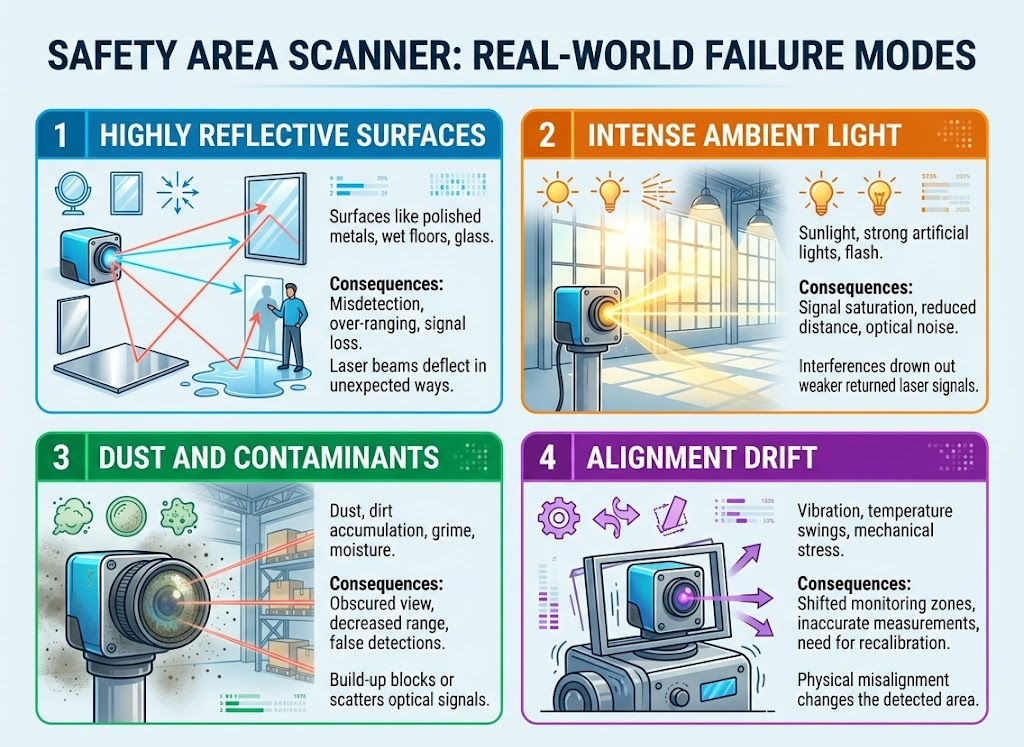 Real-World Failure Modes — Reflective Surfaces, Ambient Light, Dust, and Alignment Drift