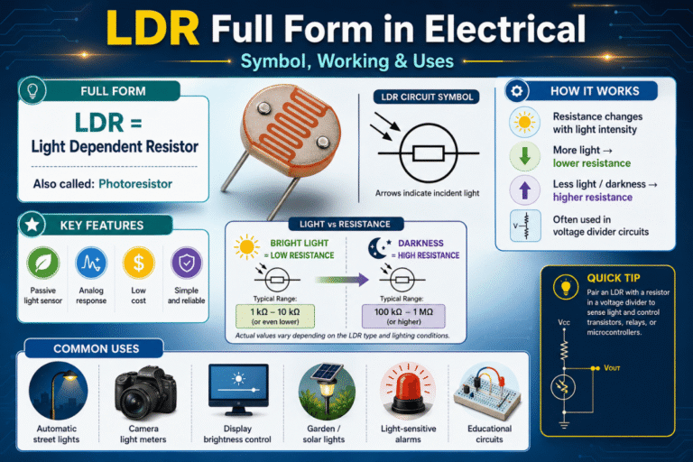 LDR Full Form in Electrical (Symbol, Working & Uses)